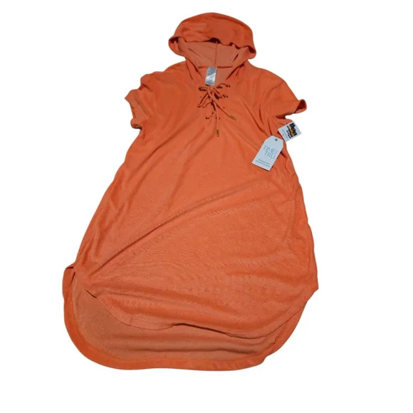 Time and Tru Orange Hooded Lace-Up Swim Coverup M - Picture 12 of 13